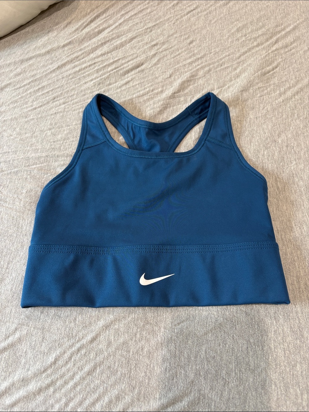 Nike Blue Racerback Sports Bra with White Swoosh Logo sz XS